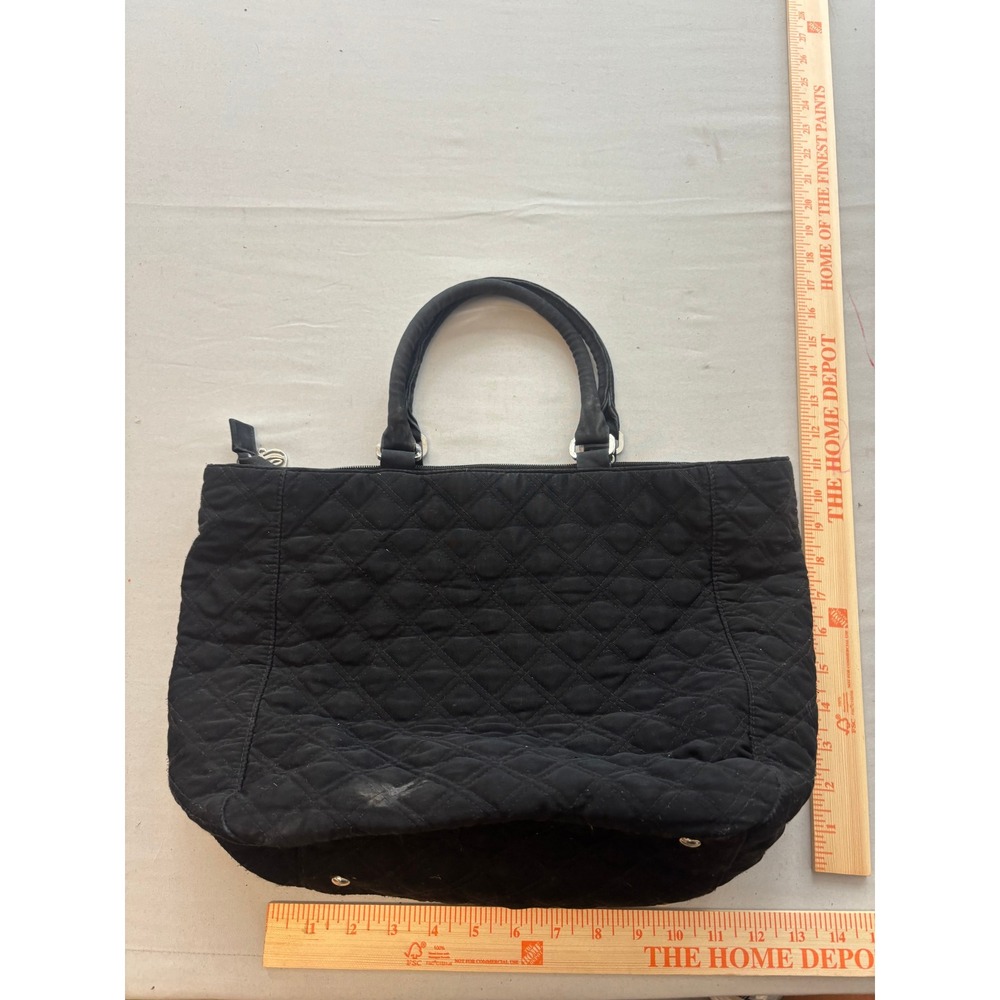 Vera Bradley Black Quilted Cotton Tote Bag Turn Lock Shoulder Bag